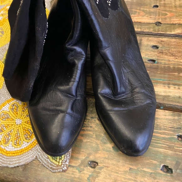 Vintage Lenni Made In Italy Blackk Leather Studded Horse Design Cowboy Boots - Picture 6 of 9